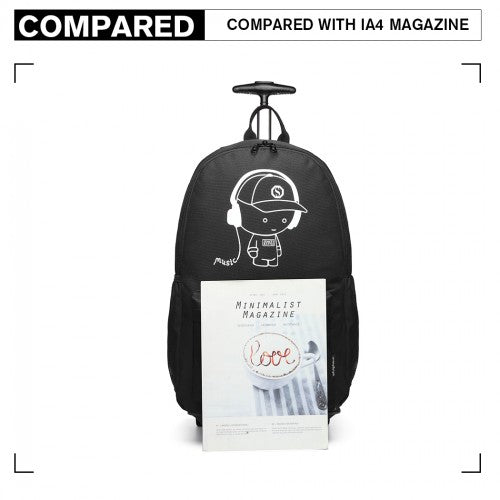 Kono Multi Functional Glow In The Dark Backpack Trolley - Black