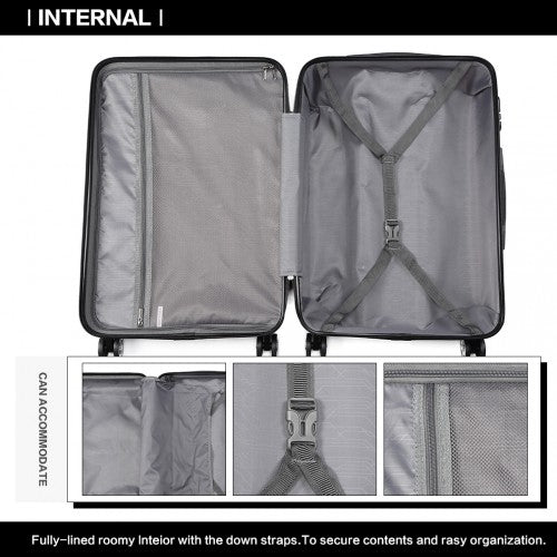 Kono 20-24-28” Bandage Effect Hard Shell Suitcase - Black
