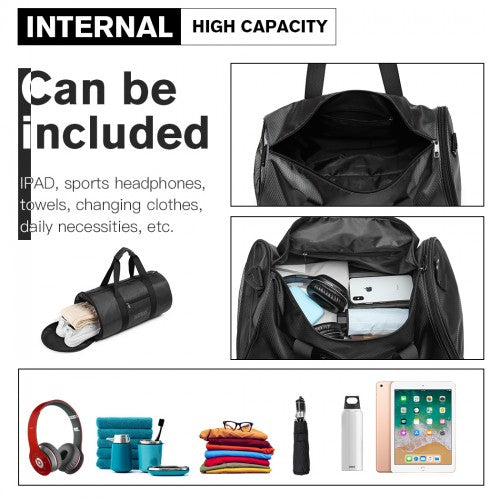 Kono Polyester Barrel Duffle Gym/Sports Bag - Grey