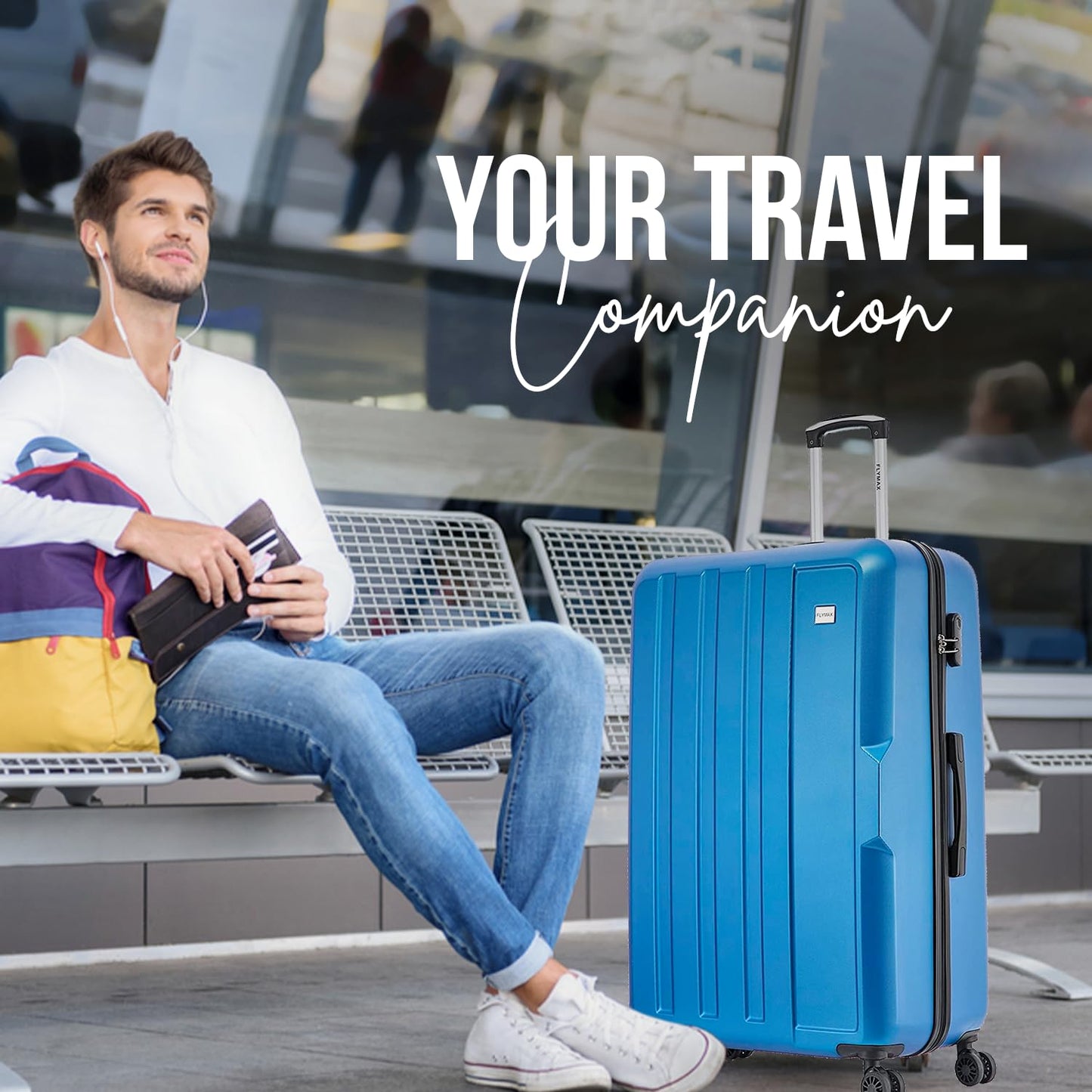 FLYMAX 24" Medium Suitcase Super Lightweight 4 Wheel Spinner Hard Shell ABS Luggage Hold Check in Travel Case