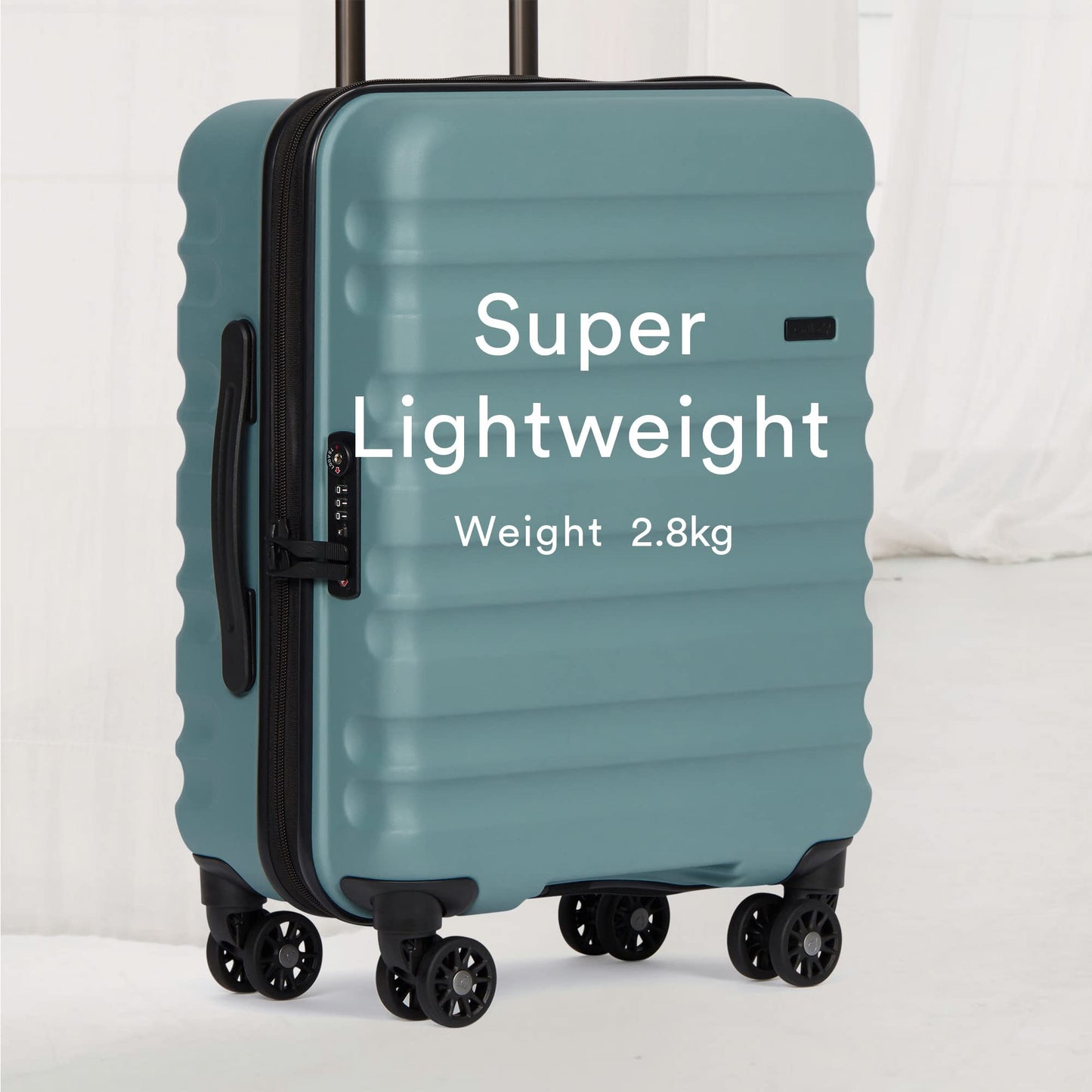 ANTLER - Cabin Suitcase - Clifton Luggage - Size Cabin, Mineral - 20x40x55, Lightweight Suitcase for Travel & Holidays - Spinner Carry On Suitcase with 4 Wheels & Twist Grip Handle -TSA Approved Locks