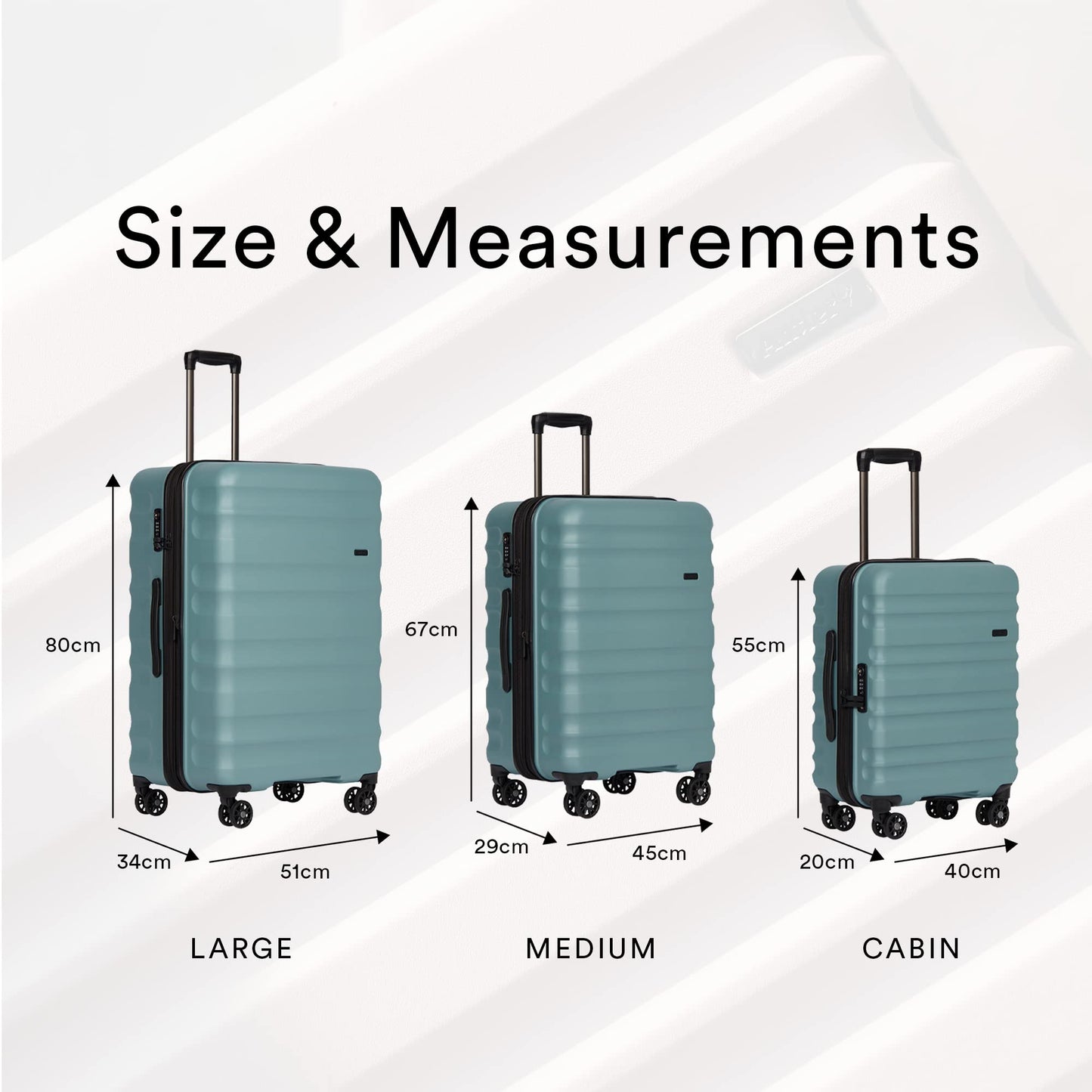 ANTLER - Cabin Suitcase - Clifton Luggage - Size Cabin, Mineral - 20x40x55, Lightweight Suitcase for Travel & Holidays - Spinner Carry On Suitcase with 4 Wheels & Twist Grip Handle -TSA Approved Locks