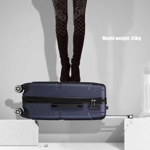 Kono 24 Inch Bandage Effect Hard Shell Suitcase - Navy