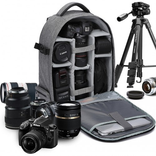 Kono Water Resistant Shockproof DSLR Camera Backpack - Grey