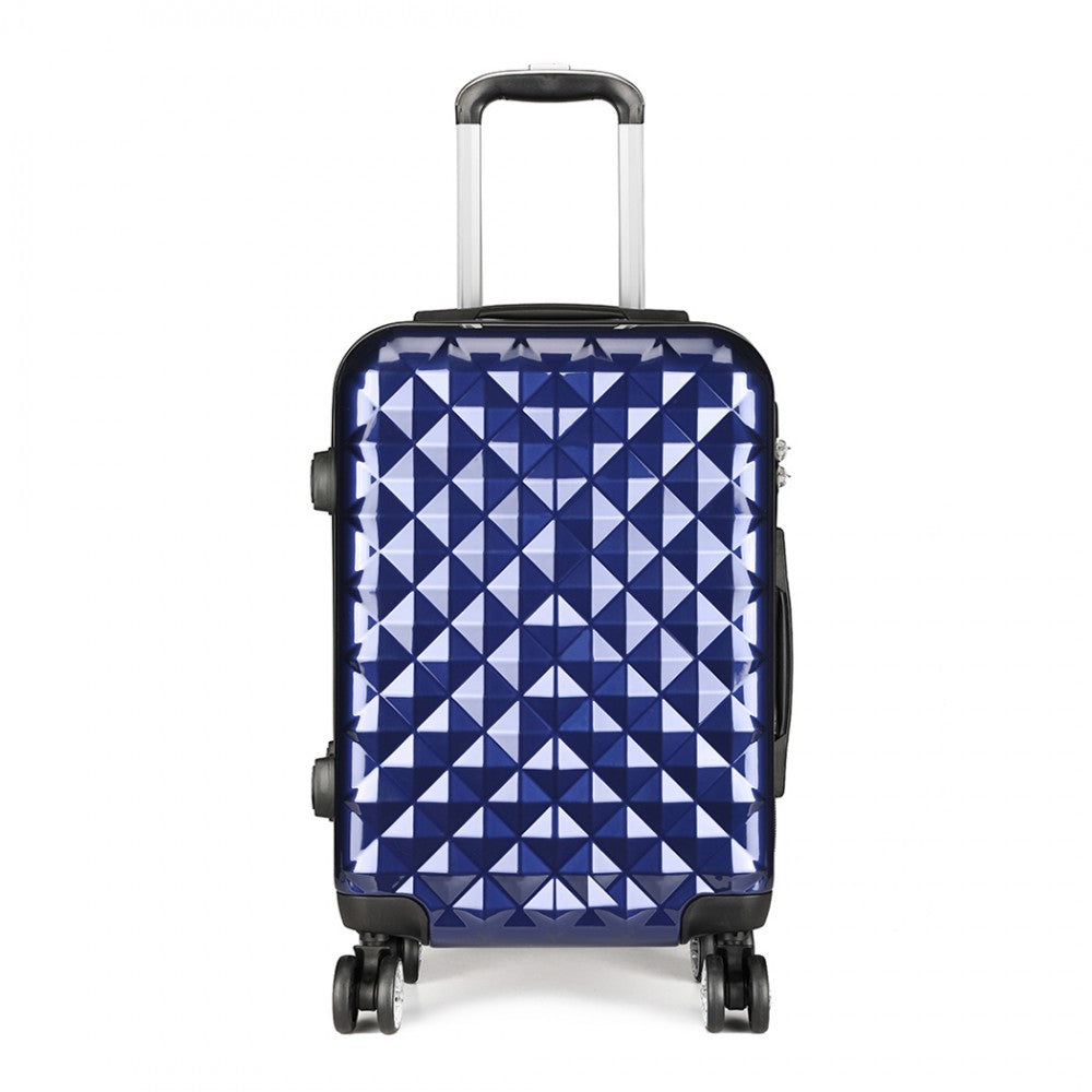 Kono Multifaceted Diamond Pattern Hard Shell 20 Inch Suitcase - Navy