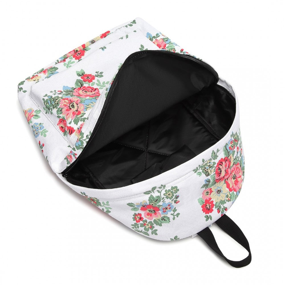 Miss Lulu Large Backpack Flower Polka Dot - White