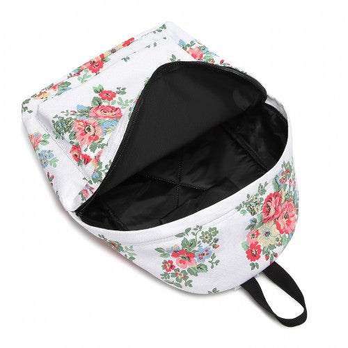 Miss Lulu Large Backpack Flower Polka Dot - White