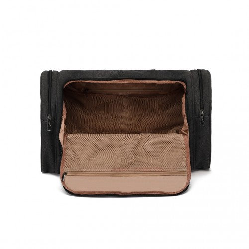 Kono Canvas Barrel Duffle Travel Bag - Black