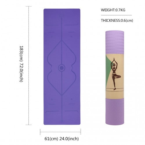 Kono TPE Non-Slip Classic Yoga Mat - Violet & Lilac