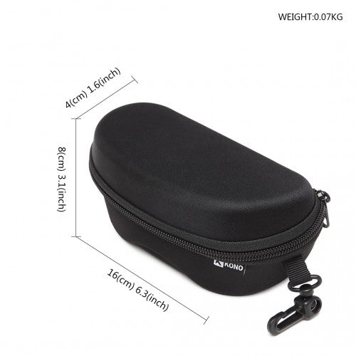 Kono Hard Shell Zipper Sunglasses Case - Black