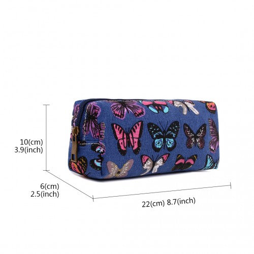 Miss Lulu Canvas Pencil Case Butterfly Navy