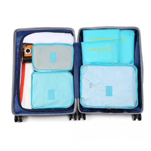 Miss Lulu 6 Piece Polyester Travel Luggage Organiser Bag Set - Blue