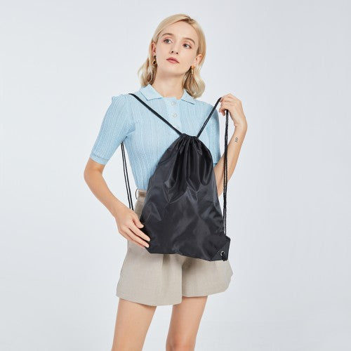 Kono Polyester Drawstring Backpack - Black