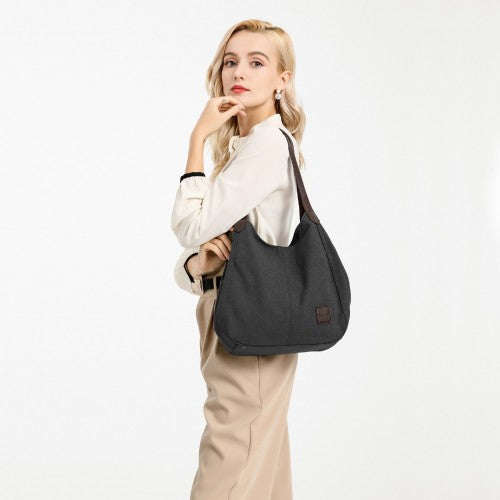 Kono Canvas Shoulder Tote Bag - Black