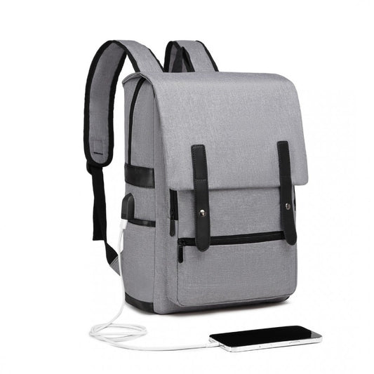Kono Smart Practical Backpack With USB Chargable Interface - Grey