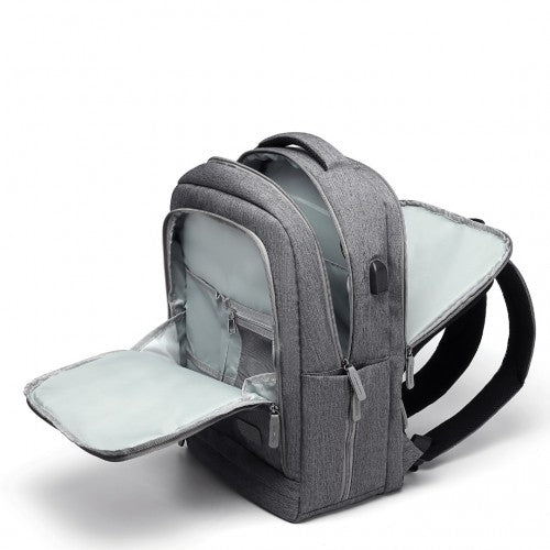 Kono Multi-Compartment Backpack With USB Port - Grey