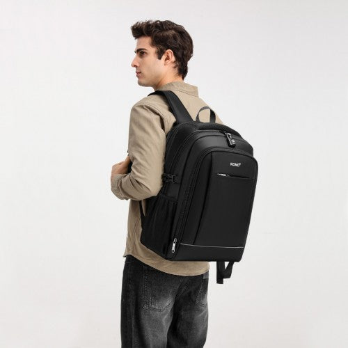Kono Functional Travel Backpack With USB Charging Port - Grey