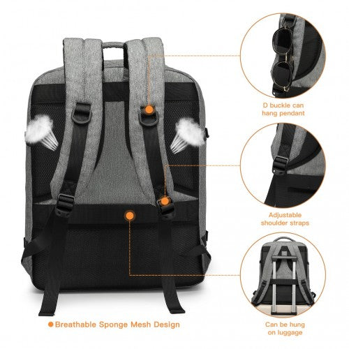 Kono Multi-Level High-Capacity Cabin Bag Travel Backpack - Grey