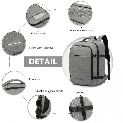 Kono Multi-Level High-Capacity Cabin Bag Travel Backpack - Grey