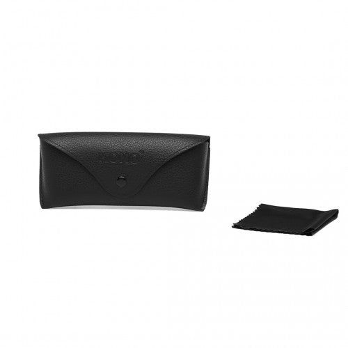 Kono Leather Look Soft Sunglasses Case - Black