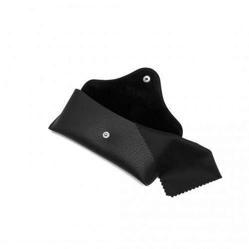 Kono Leather Look Soft Sunglasses Case - Black