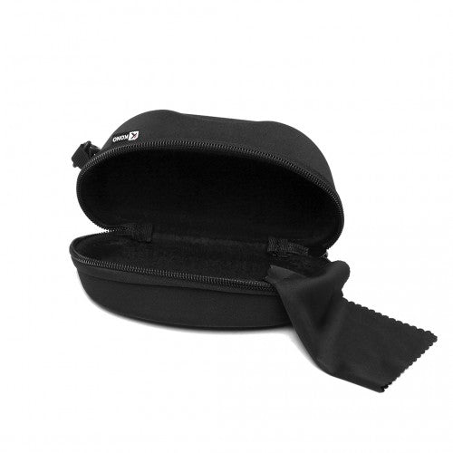 Kono Hard Shell Zipper Sunglasses Case - Black