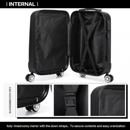 Kono Vertical Stripe Hard Shell Suitcase 28 Inch Luggage Set - Black