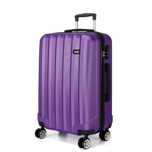Kono Vertical Stripe Hard Shell Suitcase 28 Inch Luggage Set - Purple