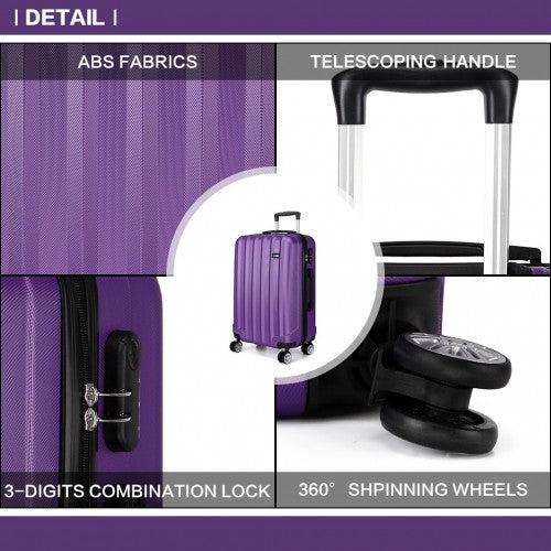 Kono Vertical Stripe Hard Shell Suitcase 28 Inch Luggage Set - Purple