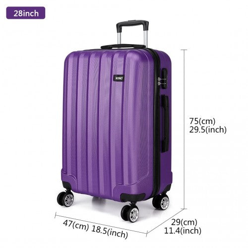 Kono Vertical Stripe Hard Shell Suitcase 28 Inch Luggage Set - Purple