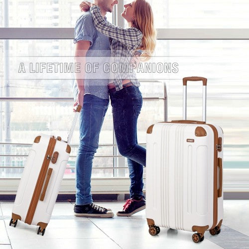 Kono 19-24-28 Inch Abs Hard Shell Suitcase 3 Pieces Set Luggage - Cream