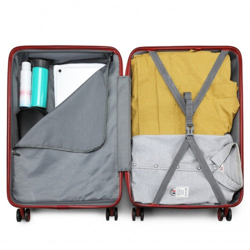 Kono ABS 28 Inch Sculpted Horizontal Design Suitcase - Burgundy