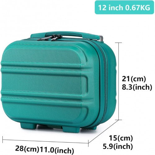 Kono 12 Inch Lightweight Hard Shell Abs Vanity Case - Teal (Green)