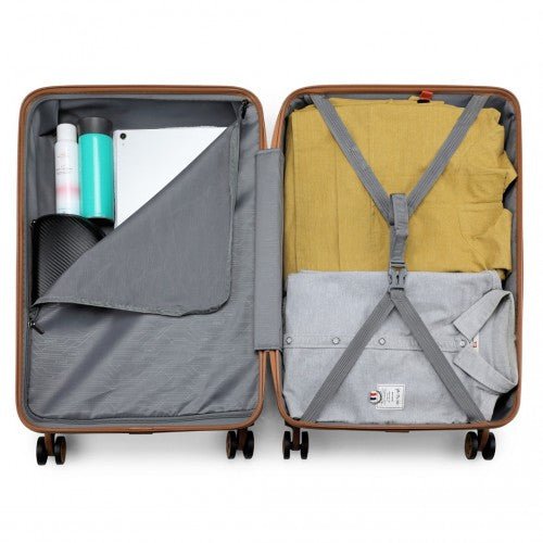 Kono ABS 24 Inch Sculpted Horizontal Design Suitcase - Cream