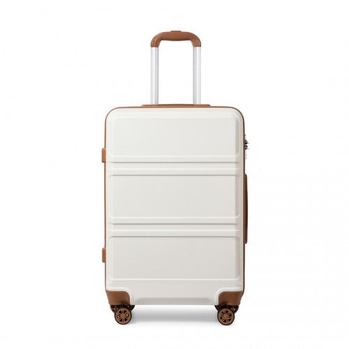 Kono ABS 24 Inch Sculpted Horizontal Design Suitcase - Cream