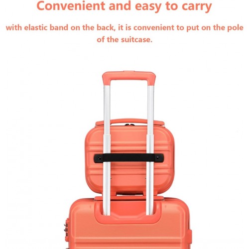 Kono 12 Inch Lightweight Hard Shell Abs Vanity Case - Coral
