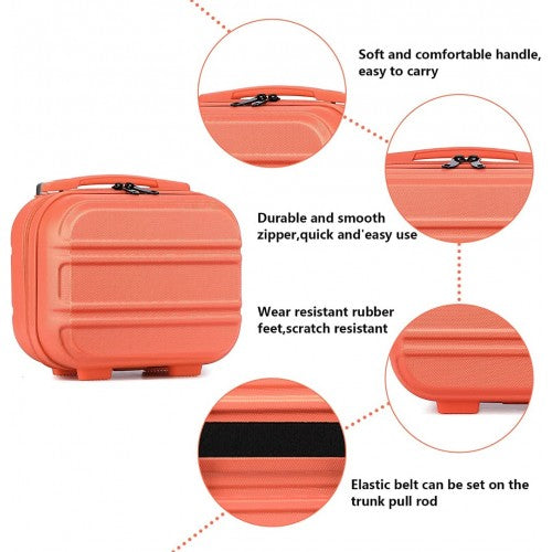 Kono 12 Inch Lightweight Hard Shell Abs Vanity Case - Coral