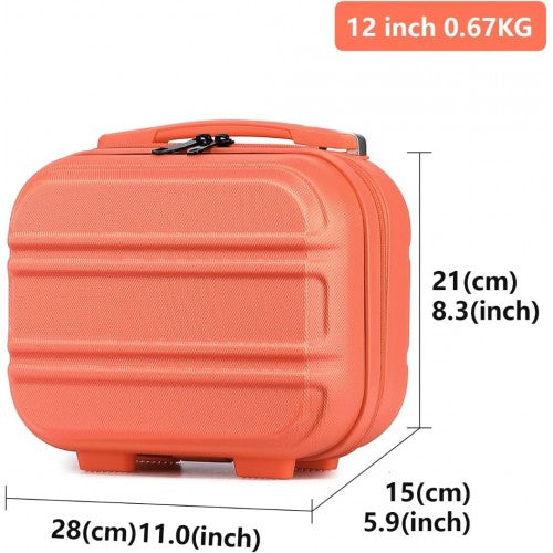 Kono 12 Inch Lightweight Hard Shell Abs Vanity Case - Coral