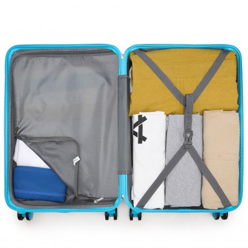 Kono Abs 20 Inch Sculpted Horizontal Design Suitcase - Blue