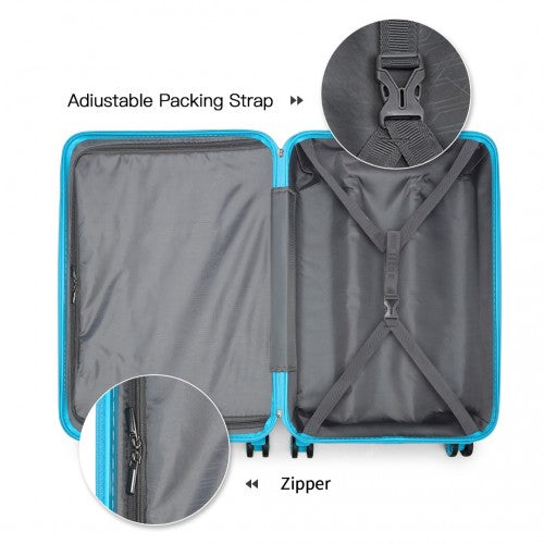 Kono Abs 20 Inch Sculpted Horizontal Design Suitcase - Blue