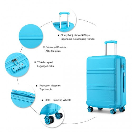 Kono Abs 20 Inch Sculpted Horizontal Design Suitcase - Blue