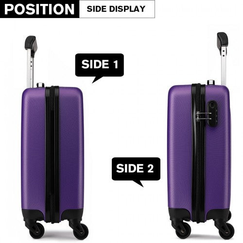 Kono 20 Inch Abs Hard Shell Luggage 4 Wheel Spinner Suitcase - Purple