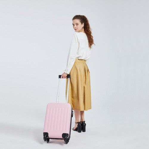 Kono 19 Inch Abs Hard Shell Carry On Luggage 4 Wheel Spinner Suitcase - Pink