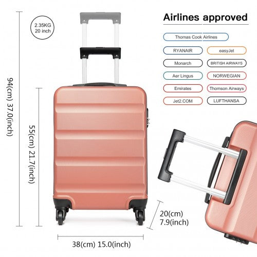 Kono 20 Inch Horizontal Design Abs Hard Shell Suitcase With Tsa Lock - Nude