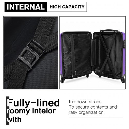 Kono Horizontal Design Abs Hard Shell Luggage 20 Inch Suitcase - Purple