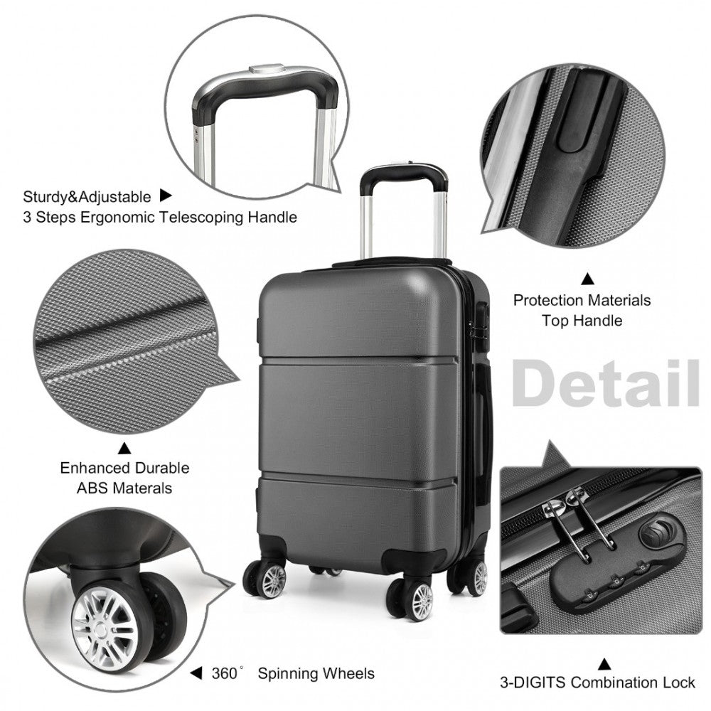 Kono Hard Shell Abs Carry On Suitcase 20 Inch - Grey