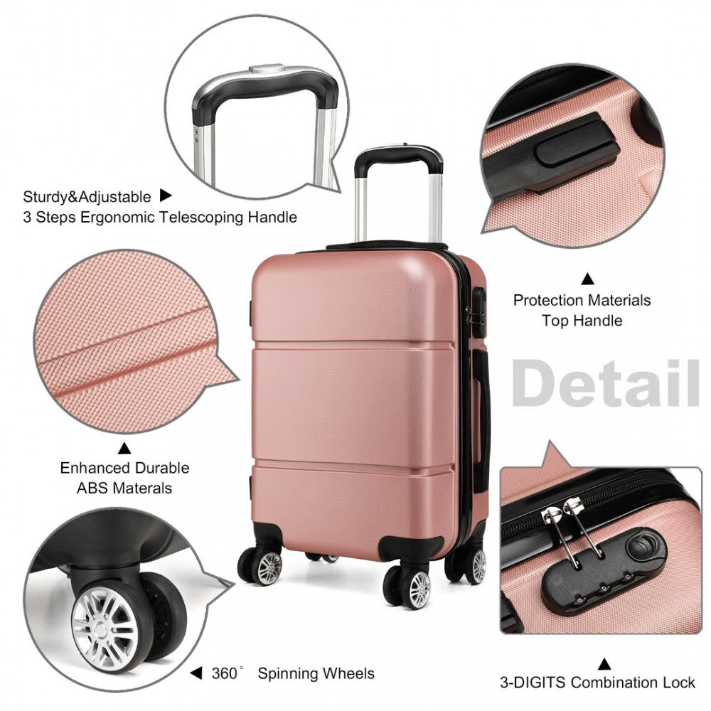 Kono Hard Shell Abs Carry On Suitcase 20 Inch - Nude Pink