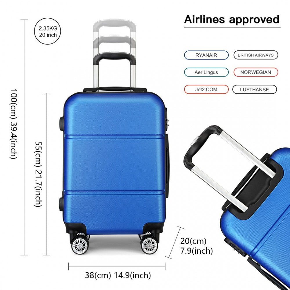 Kono Hard Shell Abs Carry On Suitcase 20 Inch - Navy