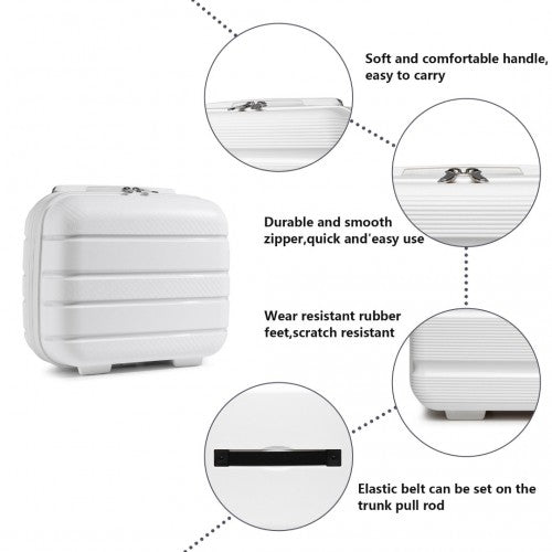 Kono 14 Inch Multi Texture Hard Shell PP Vanity Case - White