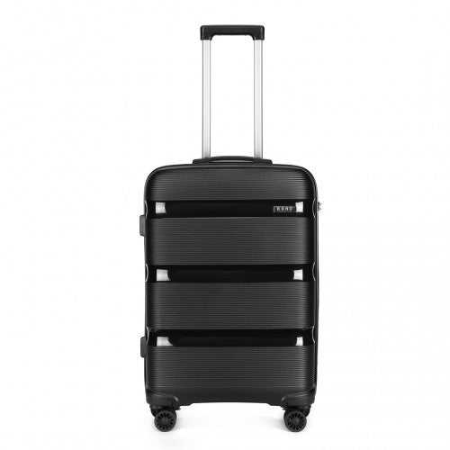 Kono 24 Inch Bright Hard Shell Pp Suitcase - Classic Collection - Black